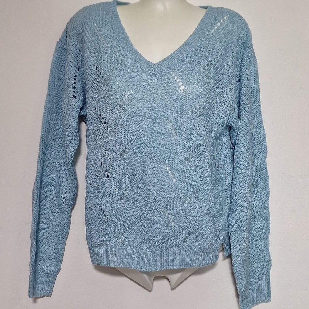Trendstitch Knit Lightweight Long Sleeve Blue Sweater